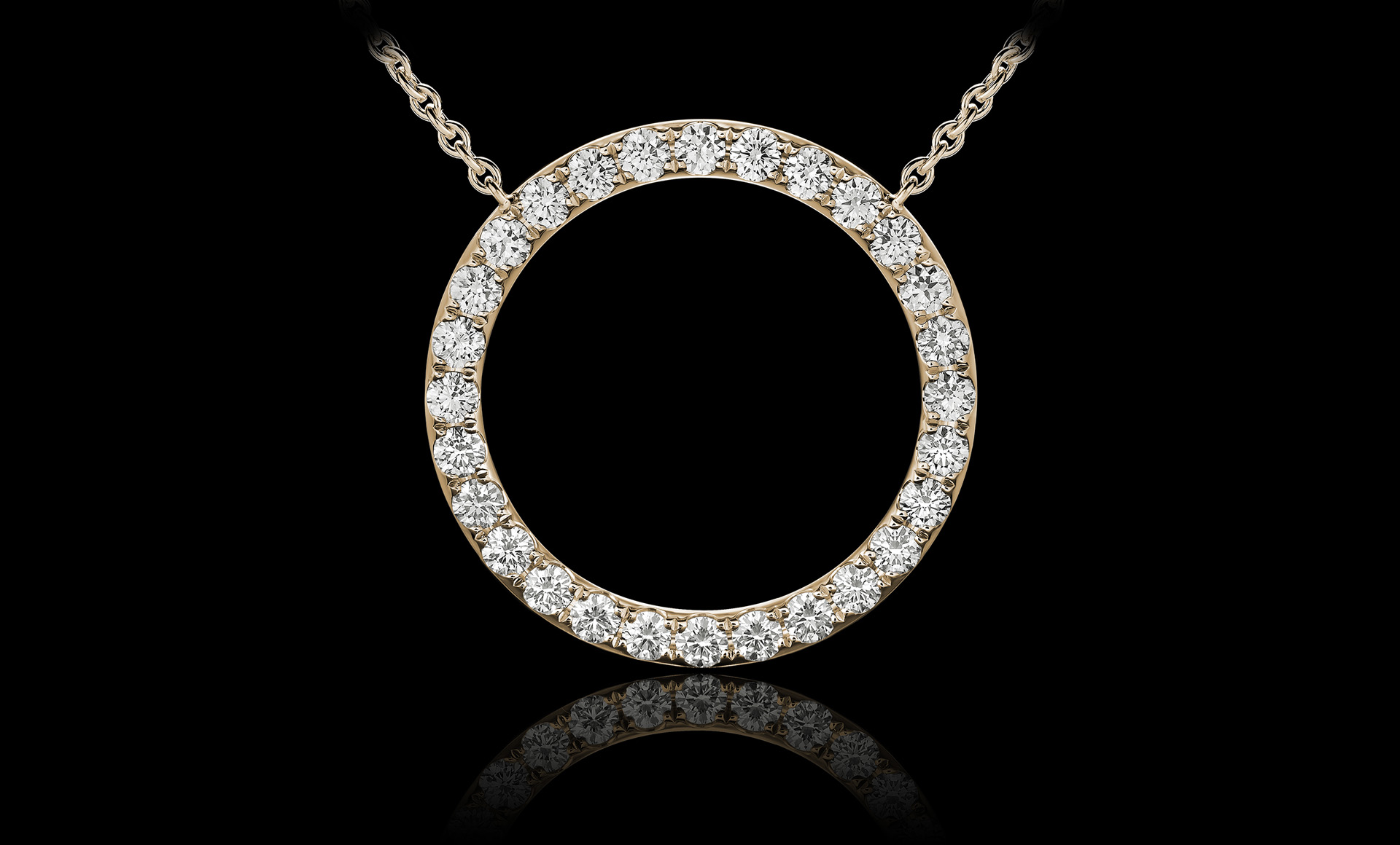 Orbit No.1 diamond pendant yellow gold