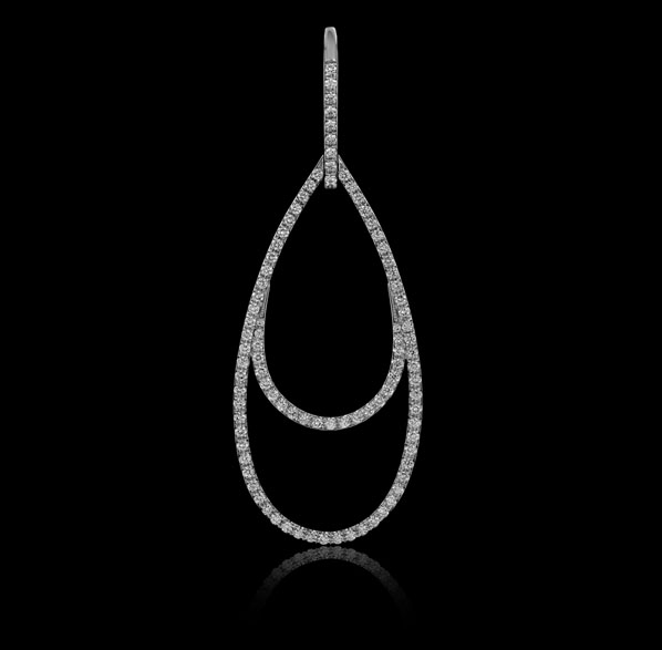Montluc - Ellipse No.1, a raindrop-shaped diamond earring.